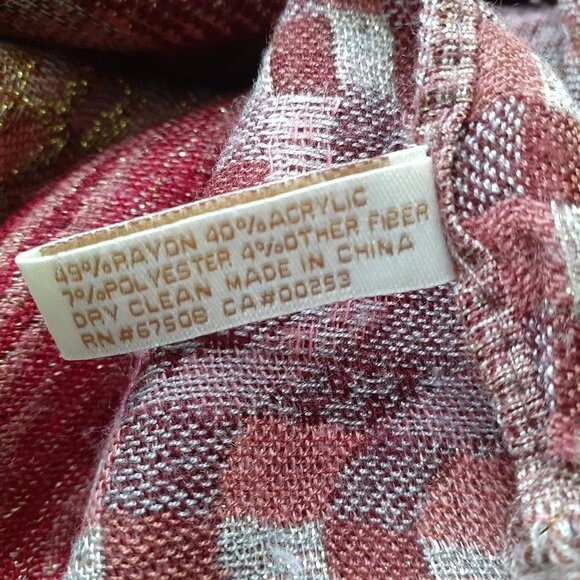 Collection Eighteen Maroon Rayon Metallic Rectangle Fringe  Scarf 80x21.5" - Picture 7 of 8